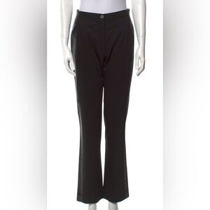 Vintage Escada Virgin Wool Black Pants with faux leather side stripe Small